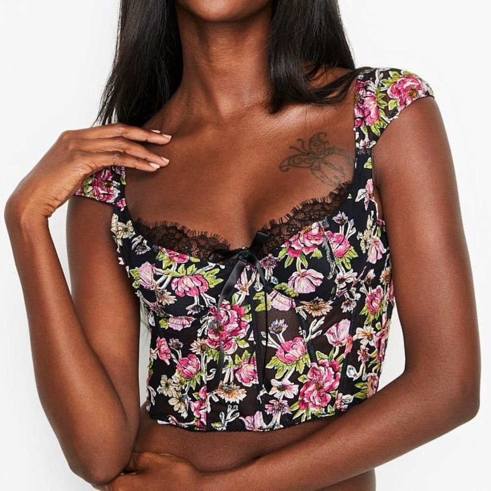 VICTORIA'S SECRET Dream Angels Unlined Bra Top Embroidered 34B Floral TikTok